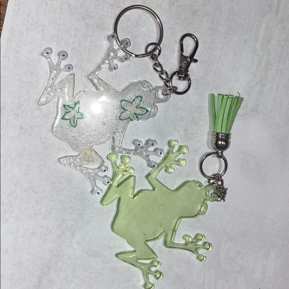 2 frog resin keychains!